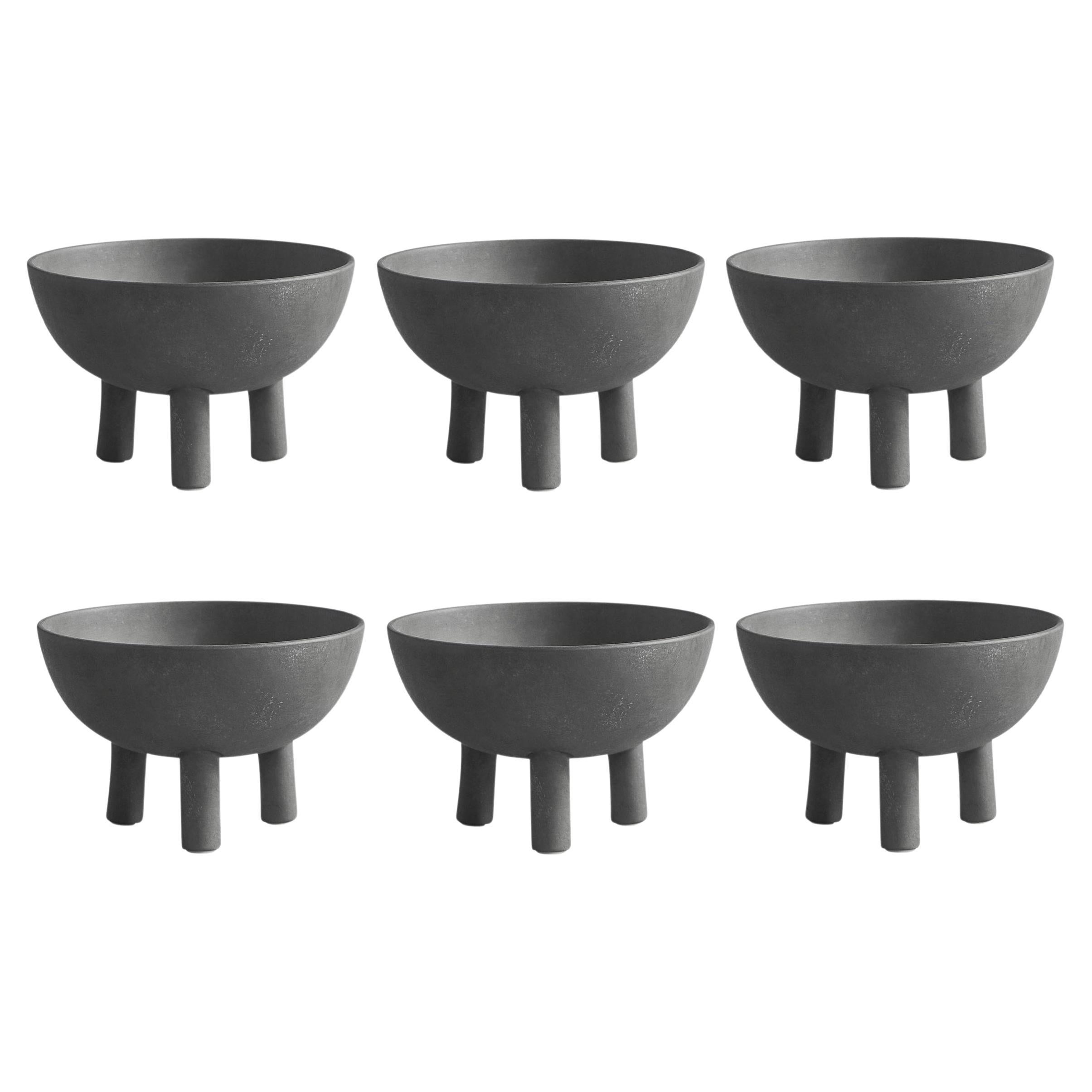 Set of 4 Dark Grey Duck Bowl Big by 101 Copenhagen For Sale