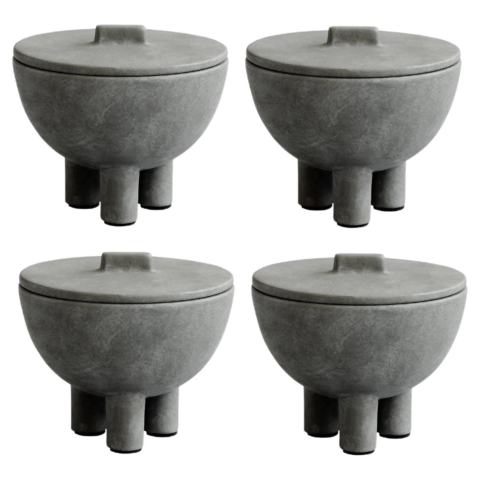 Set of 4 Dark Grey Duck Jar Medio by 101 Copenhagen