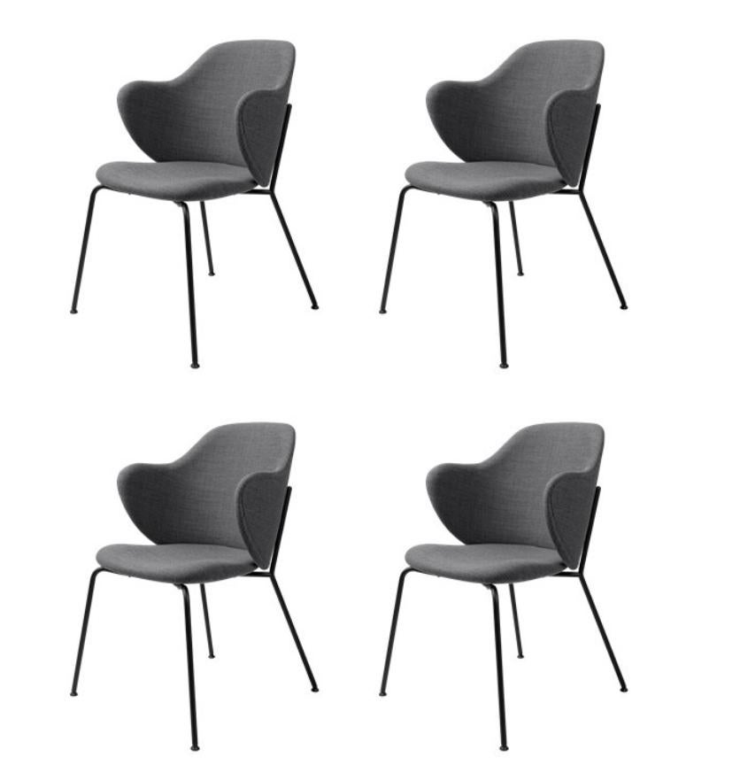 Set of 4 dark grey Fiord Lassen chairs by Lassen
Dimensions: W 58 x D 60 x H 88 cm 
Materials: textile

The Lassen chair by Flemming Lassen, Magnus Sangild and Marianne Viktor was launched in 2018 as an ode to Flemming Lassen’s uncompromising