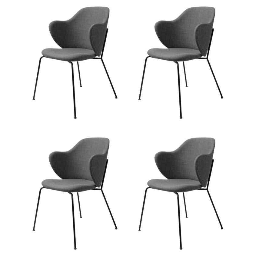 Set of 4 Dark Grey Fiord Lassen Chairs by Lassen For Sale