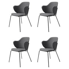 Set of 4 Dark Grey Fiord Lassen Chairs by Lassen