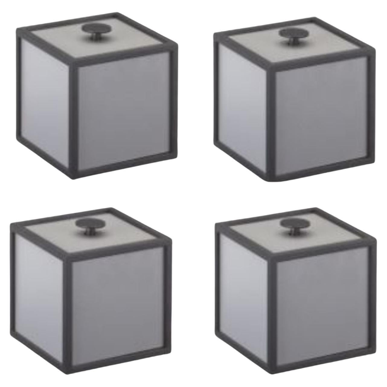 Juego de 4 cajas de 10 marcos gris oscuro by Lassen en venta