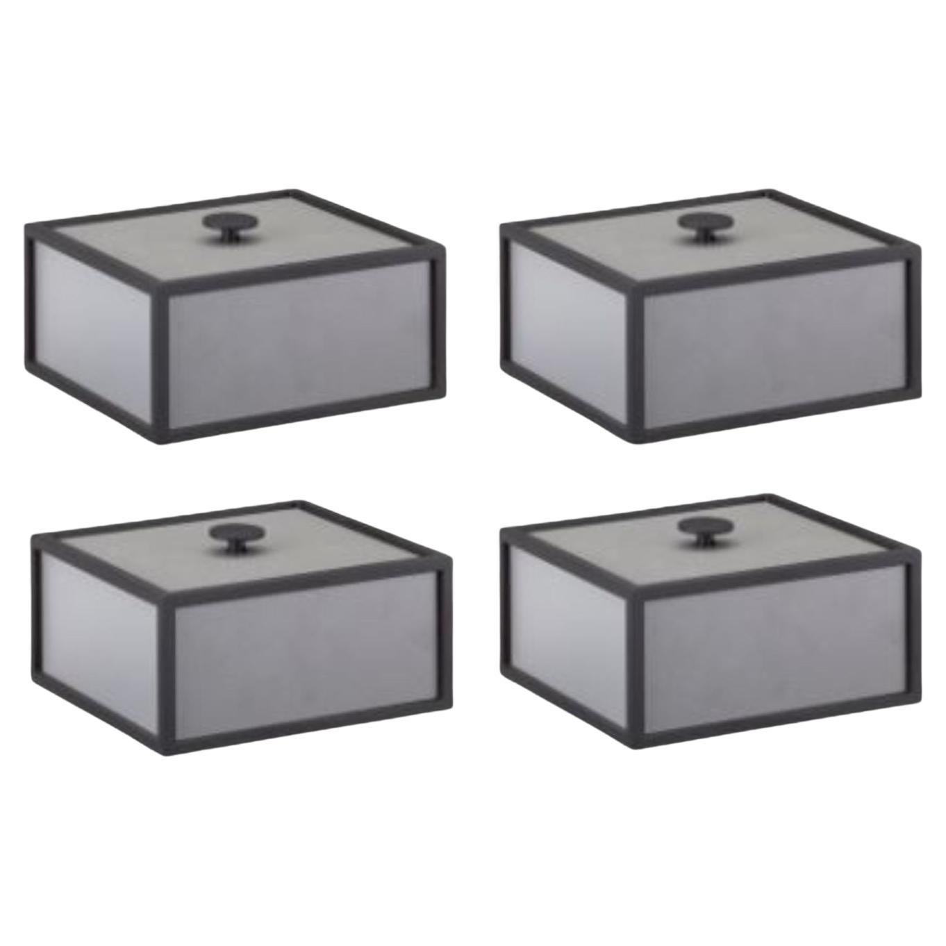 Set of 4 Dark Grey Frame 14 Box by Lassen For Sale