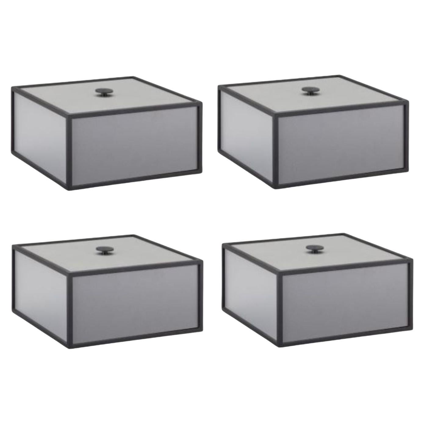 Set of 4 Dark Grey Frame 20 Box by Lassen For Sale
