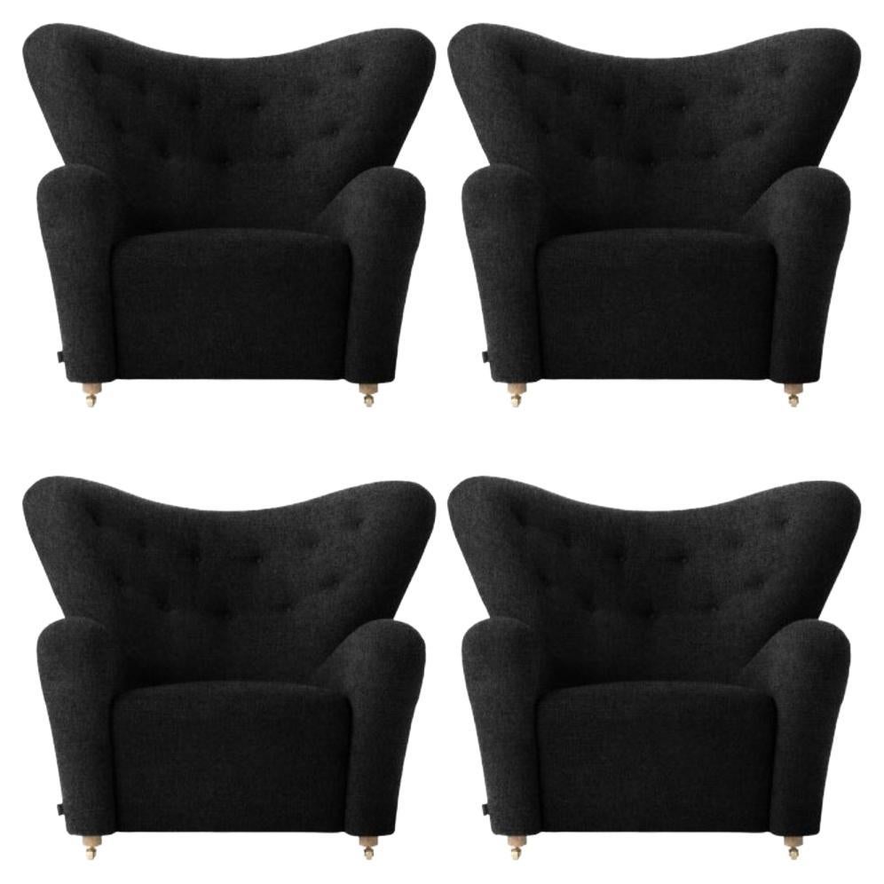 Set of 4 Dark Grey Hallingdal the Tired Man Lounge Chair by Lassen For Sale