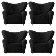 Set of 4 Dark Grey Hallingdal the Tired Man Lounge Chair by Lassen