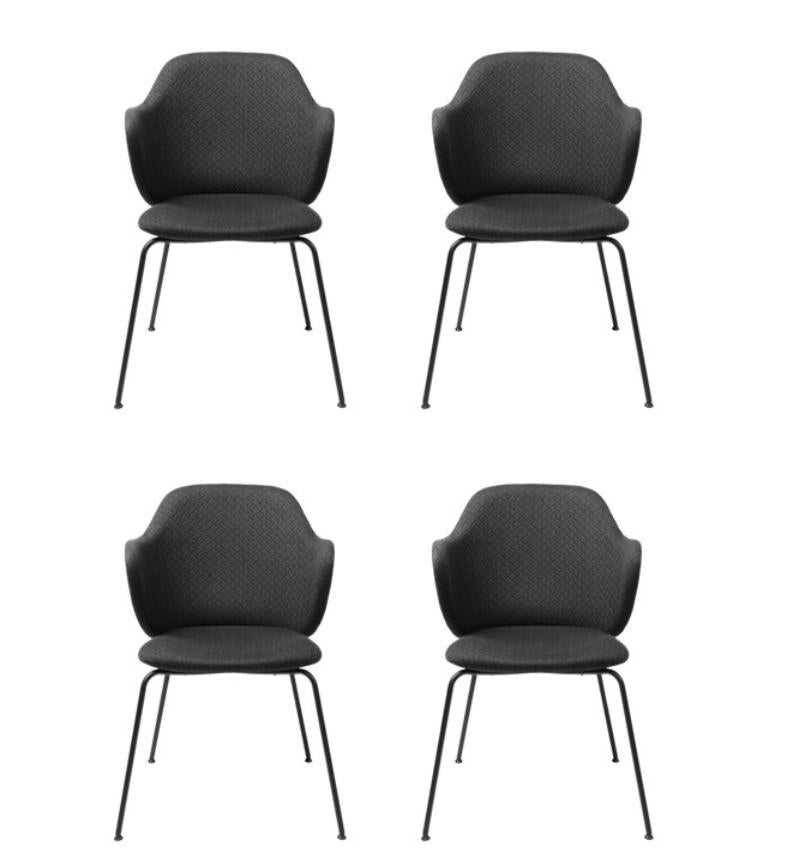Set of 4 dark grey jupiter Lassen chairs by Lassen
Dimensions: W 58 x D 60 x H 88 cm 
Materials: textile

The Lassen chair by Flemming Lassen, Magnus Sangild and Marianne Viktor was launched in 2018 as an ode to Flemming Lassen’s uncompromising