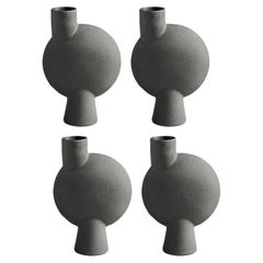 Set of 4 Dark Grey Medio Sphere Vase Bubl by 101 Copenhagen