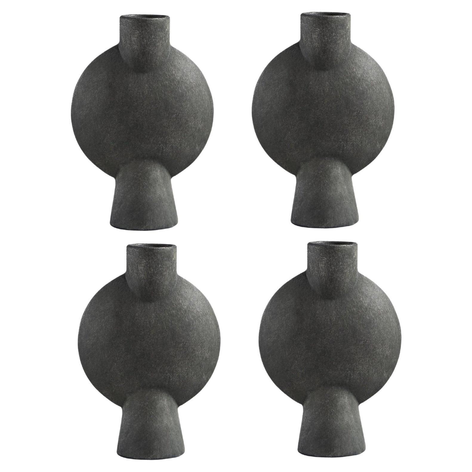 Set of 4 Dark Grey Mini Sphere Vase Bubl by 101 Copenhagen For Sale