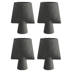 Set of 4 Dark Grey Mini Sphere Vase Square by 101 Copenhagen