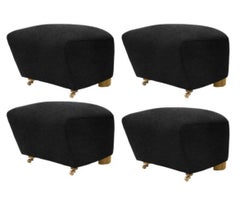Set of 4 Dark Grey Natural Oak Hallingdal the Tired Man Footstools by Lassen
