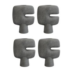 Set of 4 Dark Grey Tribal Vases Mini by 101 Copenhagen