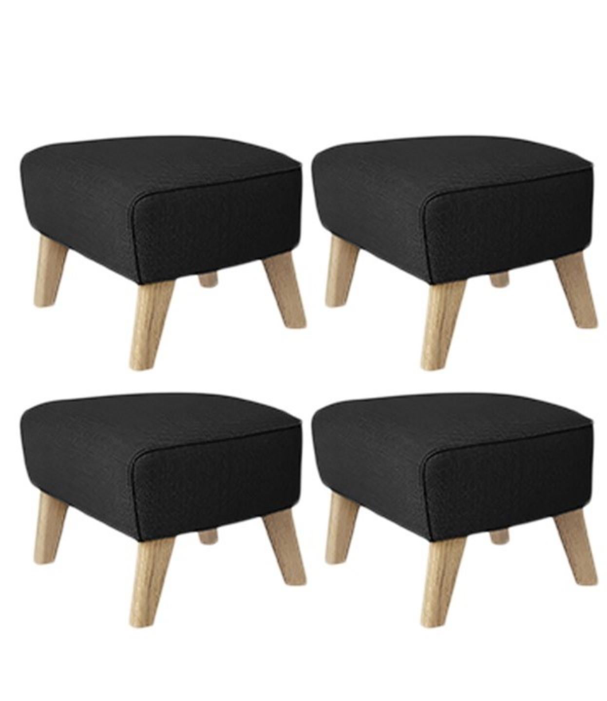 Set of 4 dark grey, natural oak RafSimonsVidar3 My Own Chair Footstool by Lassen
Dimensions: W 56 x D 58 x H 40 cm 
Materials: textile, oak
Also available: other colors available.

The My Own Chair Footstool has been designed in the same spirit