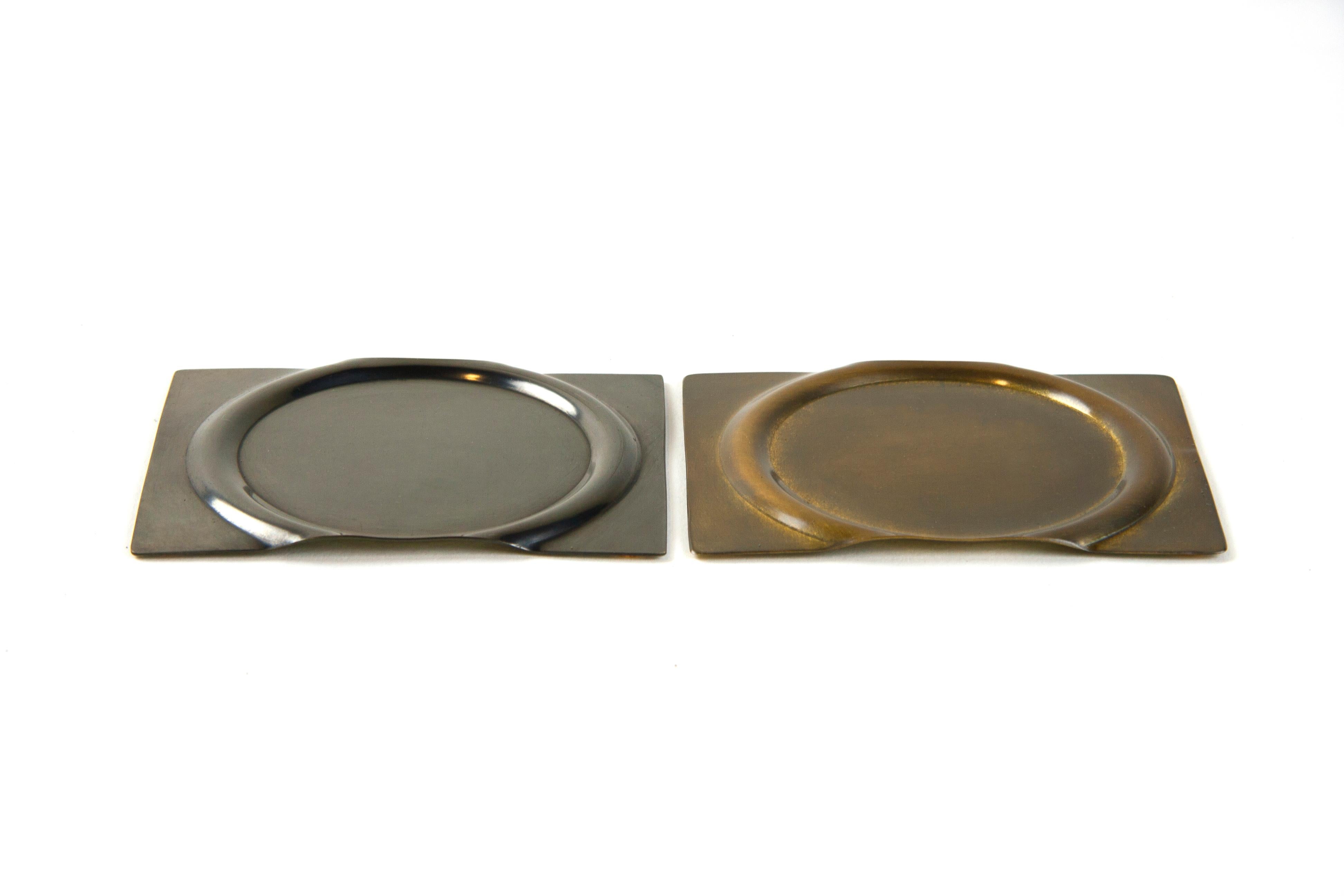 American Set of 4 Darkened Brass Coasters by Gentner Design For Sale