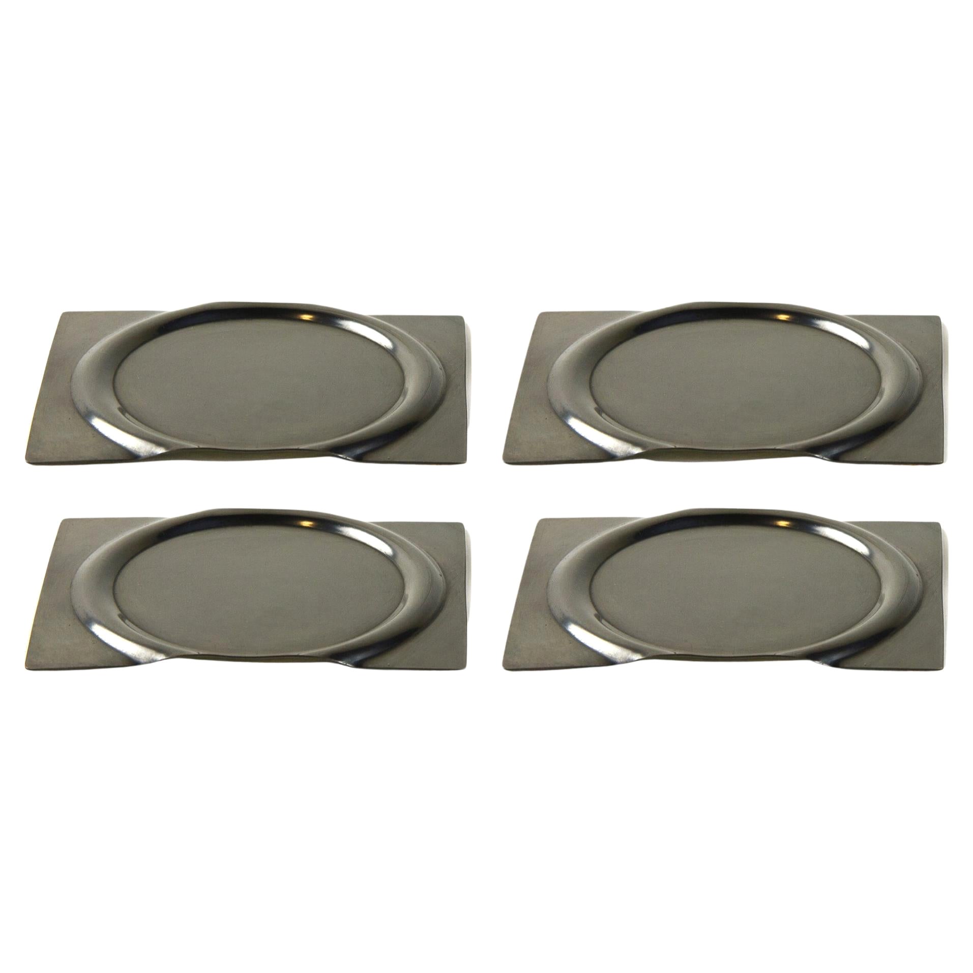 Set von 4 Untersetzern aus dunkel geschwärztem Messing von Gentner Design