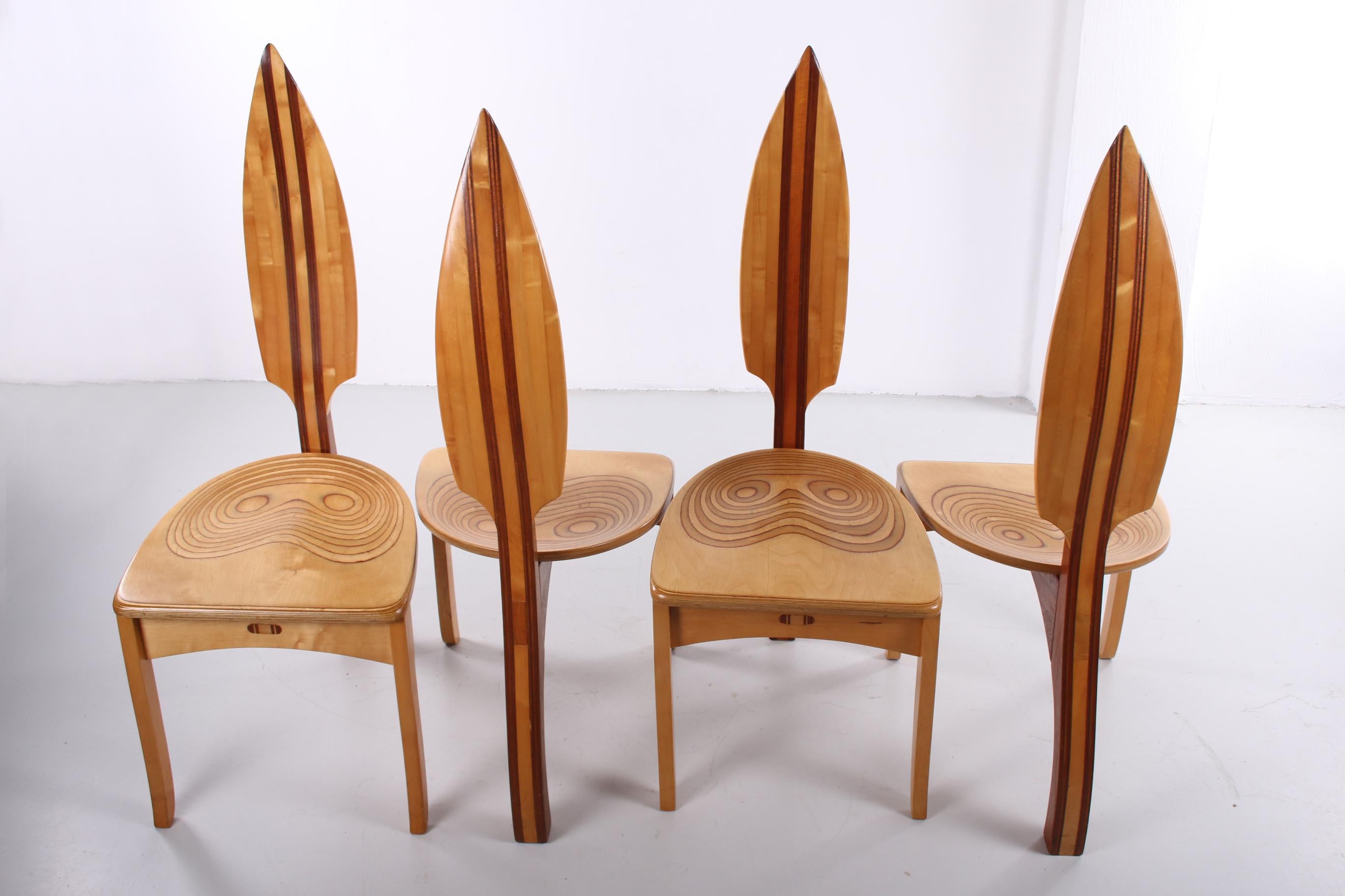 Set of 4 David Haig Dining Table Chairs Made of Beech Wood Model Vedder, 70s In Excellent Condition In Oostrum-Venray, NL