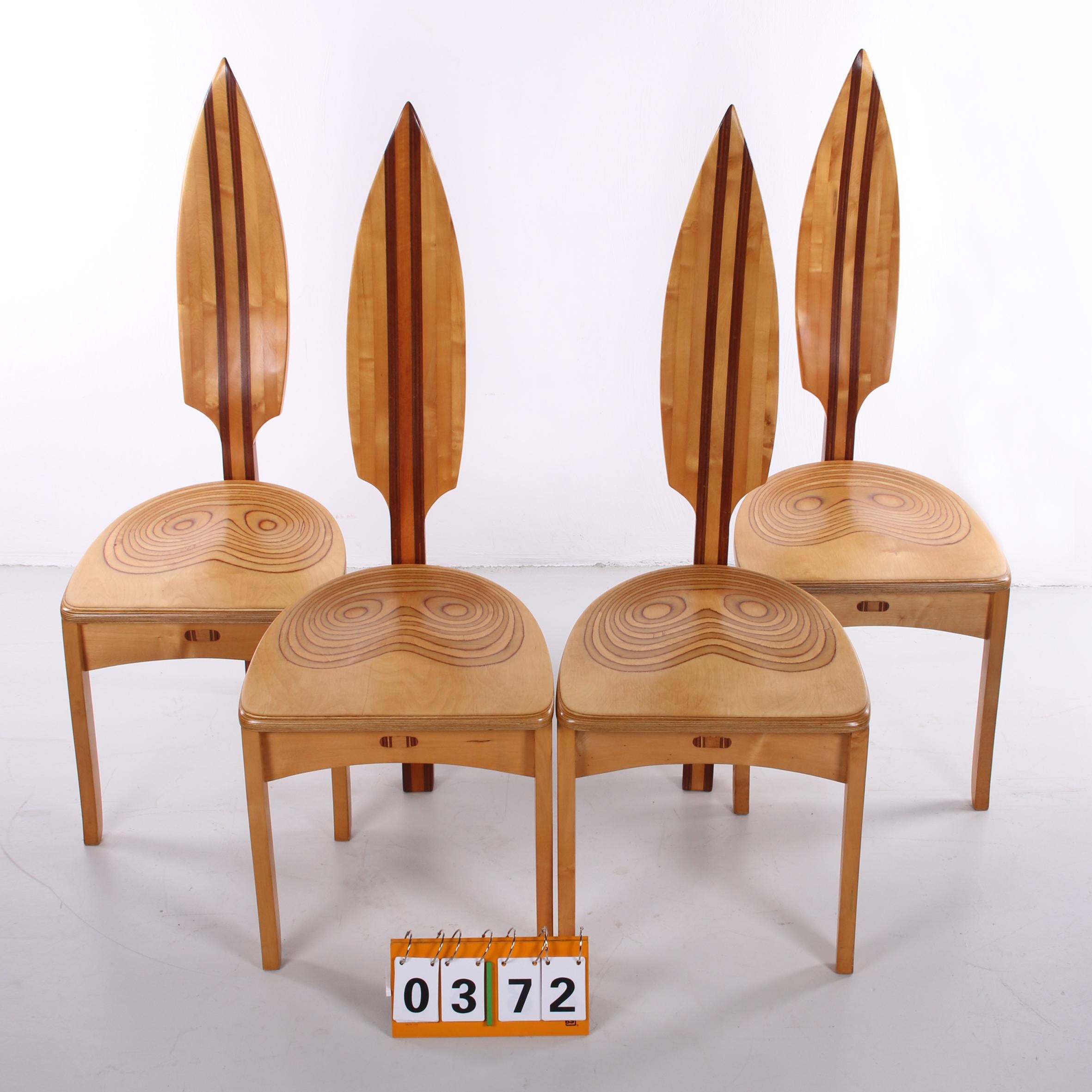 Late 20th Century Set of 4 David Haig Dining Table Chairs Made of Beech Wood Model Vedder, 70s