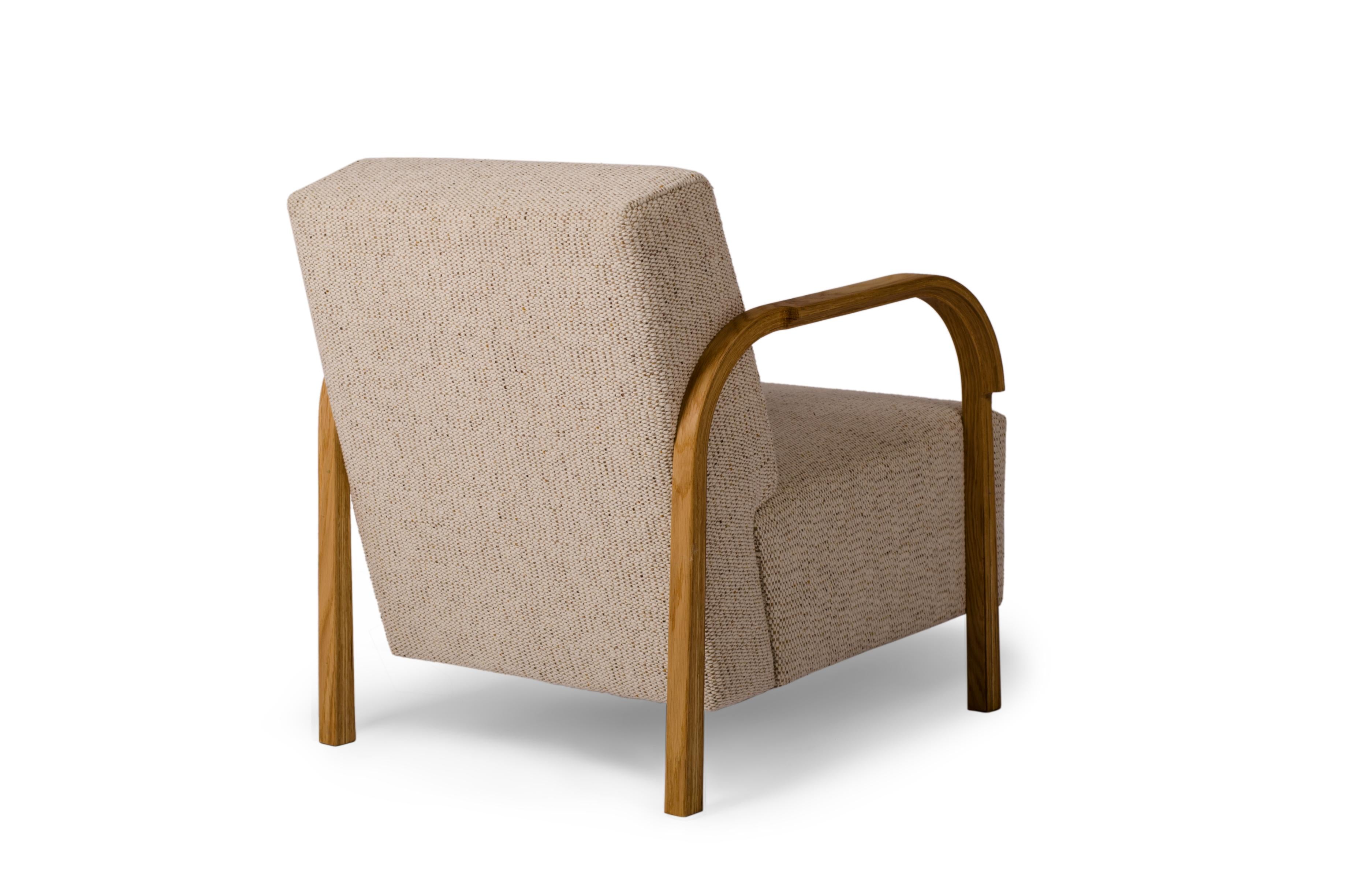 Postmoderno Set di 4 poltrone ad arco in Oak e tessuto Daw/Mohair & McNutt di Design/One in vendita