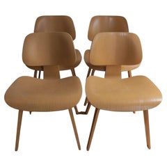 Set of 4 Dcw Dining Chairs by Charles Eames for Vitra Plywood 1999