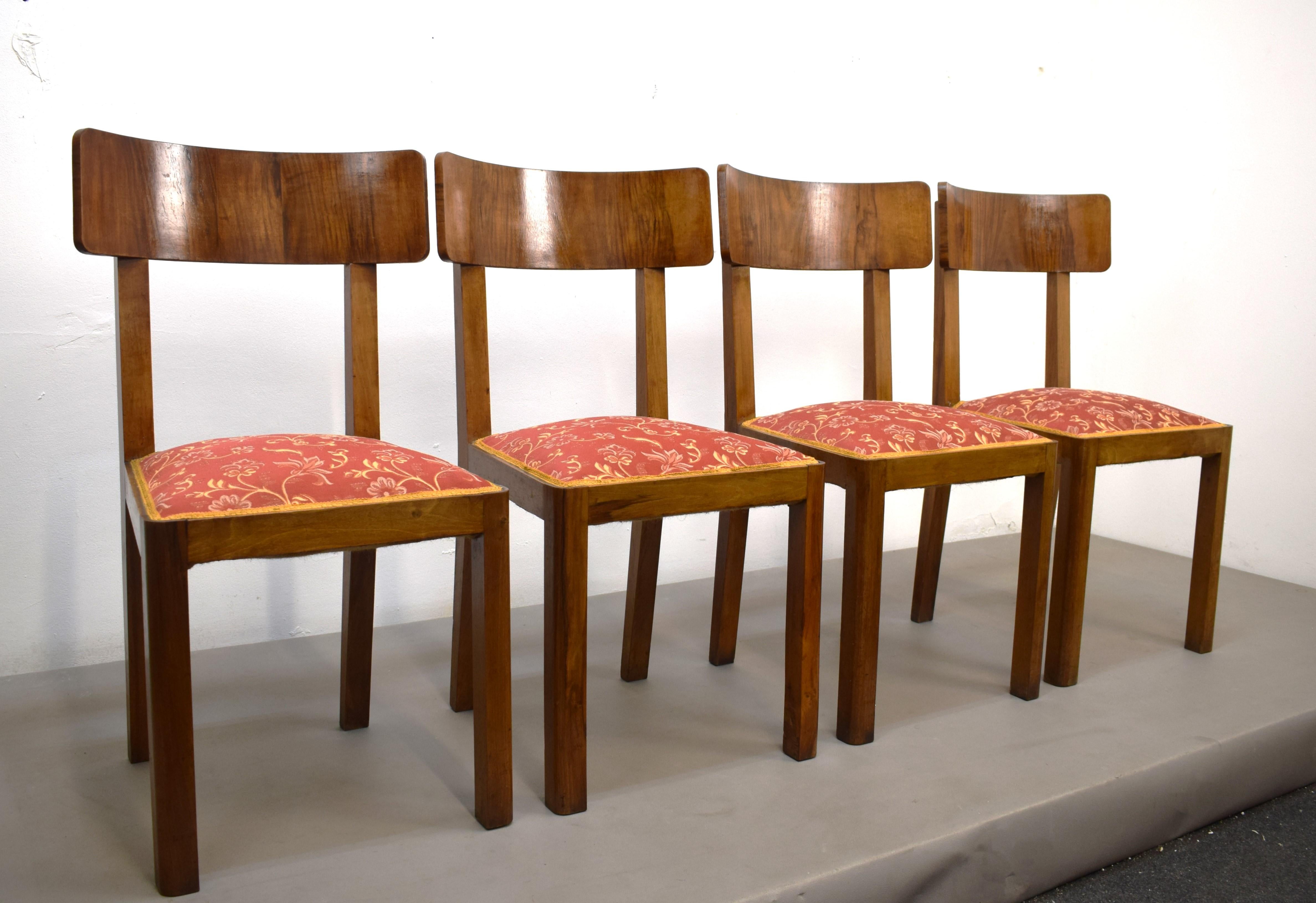 Italian Set of 4 deco chairs, Italy, 1930s. For Sale