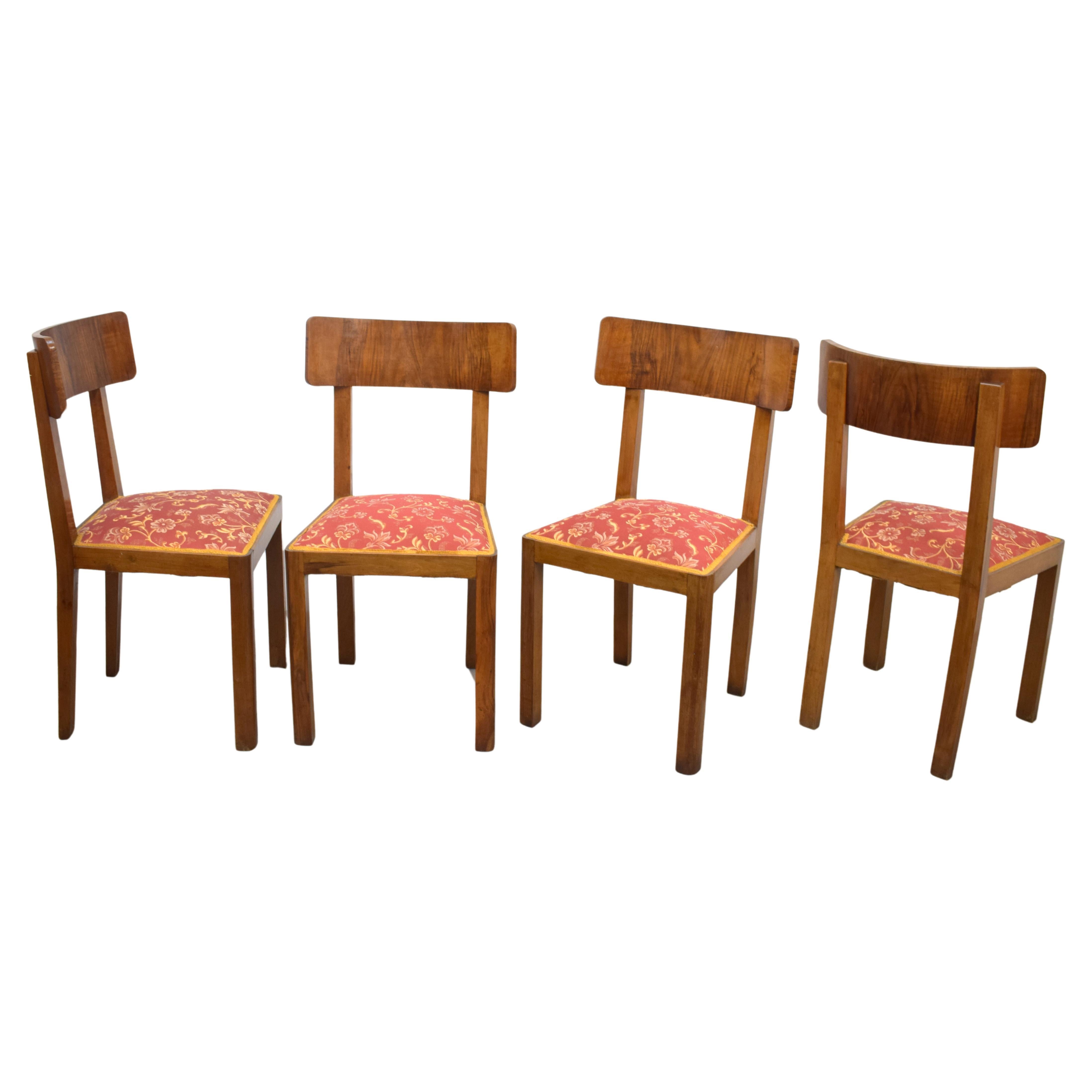 Set of 4 deco chairs, Italy, 1930s. For Sale