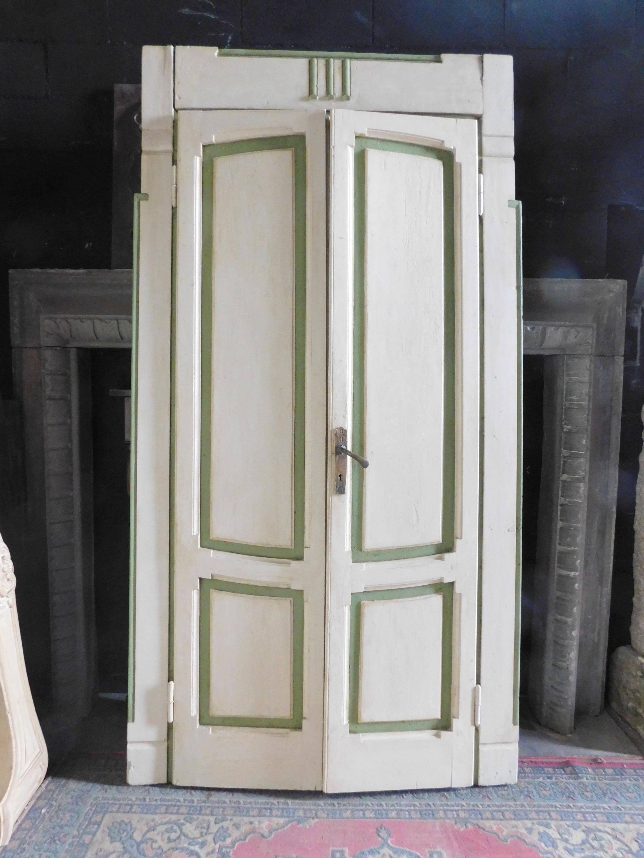 Ensemble de 4 portes laquées Art déco, blanc/vert, taille différente, Milan 1920 Bon état - En vente à Cuneo, Italy (CN)