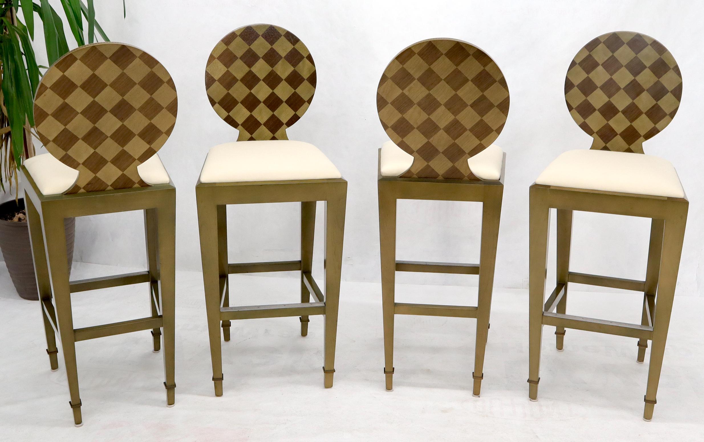 Set of 4 Decorated Memphis Style Bar Stools New Upholstery For Sale 2