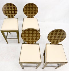 Set of 4 Decorated Memphis Style Bar Stools New Upholstery