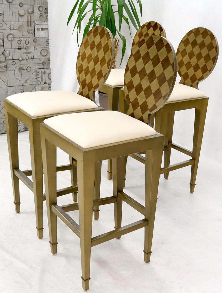Set of 4 Decorated Memphis Style Bar Stools New Upholstery For Sale at
