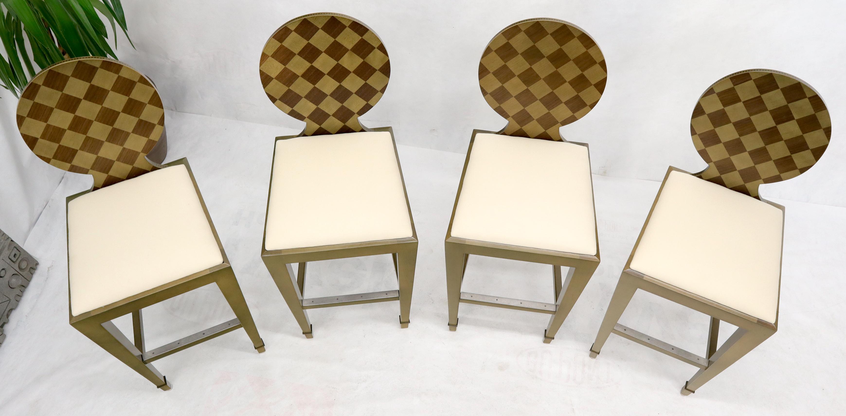 Mid-Century Modern Set of 4 Decorated Memphis Style Bar Stools New Upholstery For Sale
