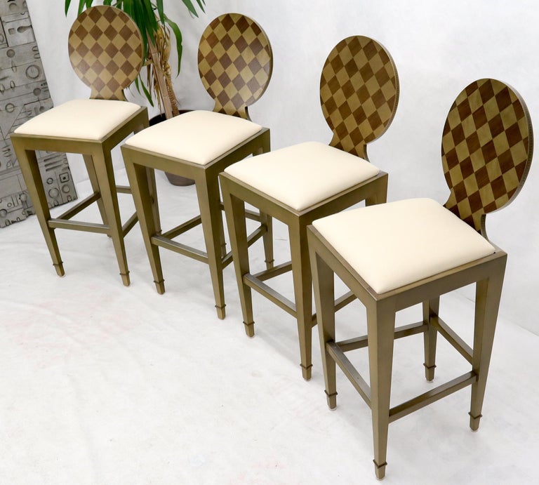 Set of 4 Decorated Memphis Style Bar Stools New Upholstery For Sale at