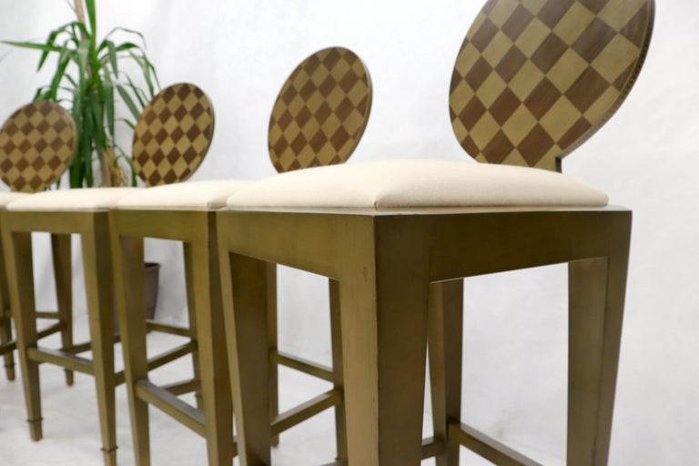 Set of 4 Decorated Memphis Style Bar Stools New Upholstery For Sale at