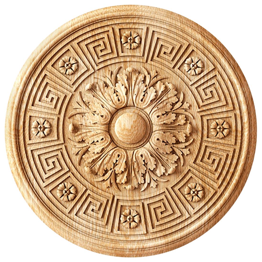 Set of 4 Decorative Hand Carved Wood Rosettes for Interior For Sale