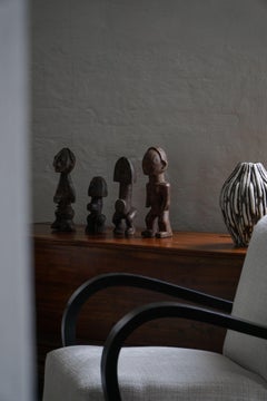 Set of 4 Decorative Handcrafted African Wooden Sculptures, Mid Century