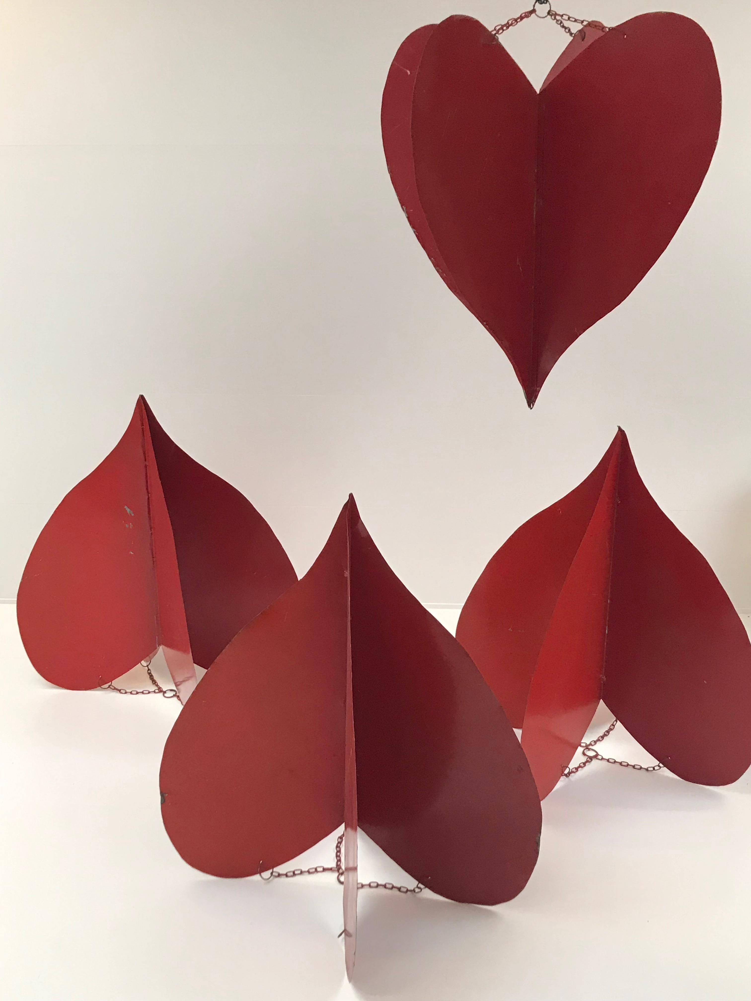 Contemporary Set of 4 Decorative Hearts For Sale