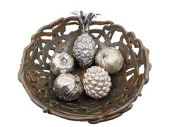 Set of 4 decorative silver plated fruits made by Marcello Giorgio, 1970s