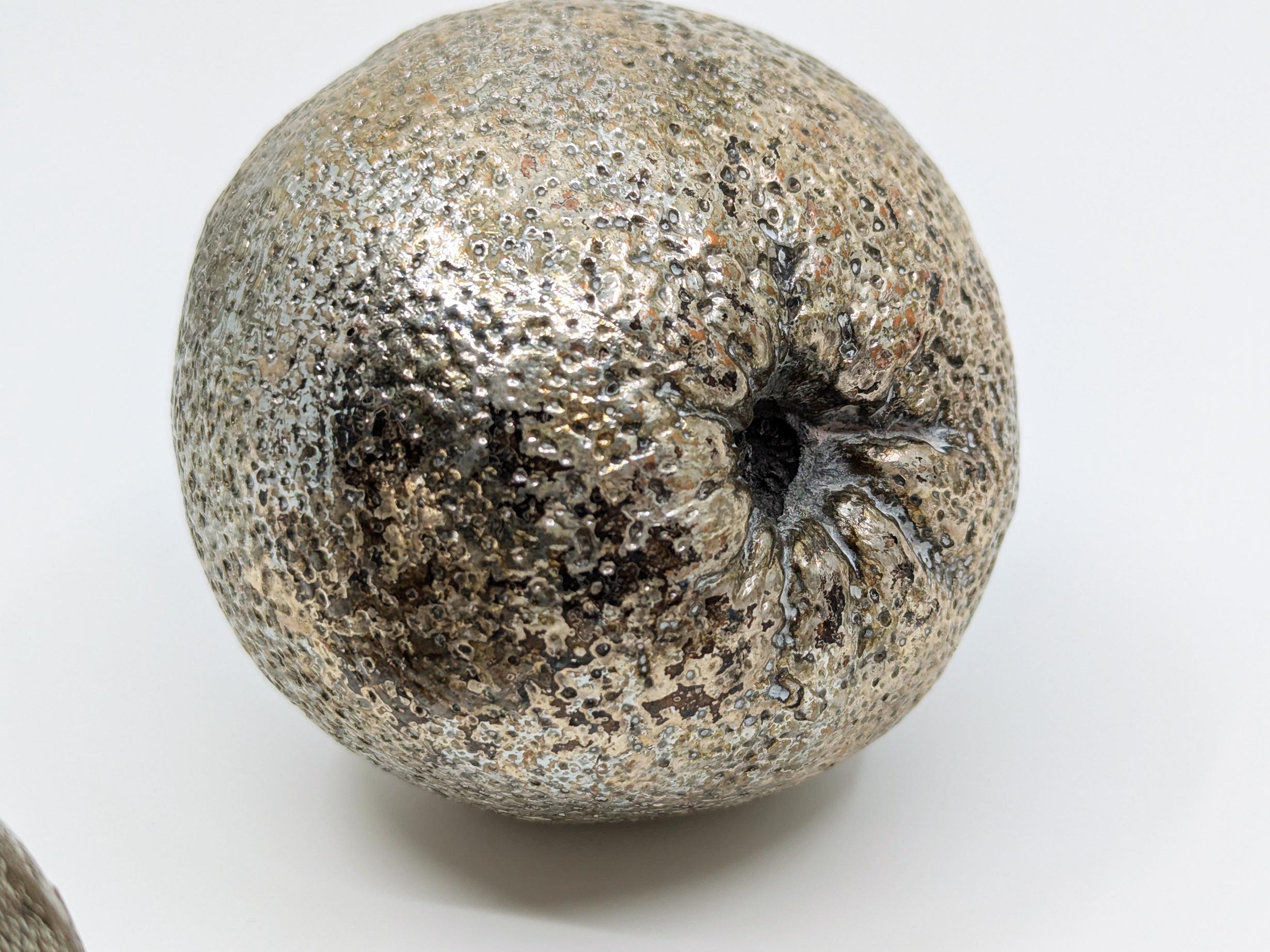 Laminated Set of 4 decorative silver plated fruits made by Marcello Giorgio, 1970s For Sale