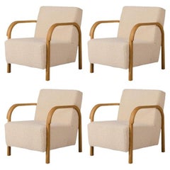 Satz von 4 ARCH Loungesesseln aus Eiche und DEDAR/Artemidor-Polsterung von Mazo Design