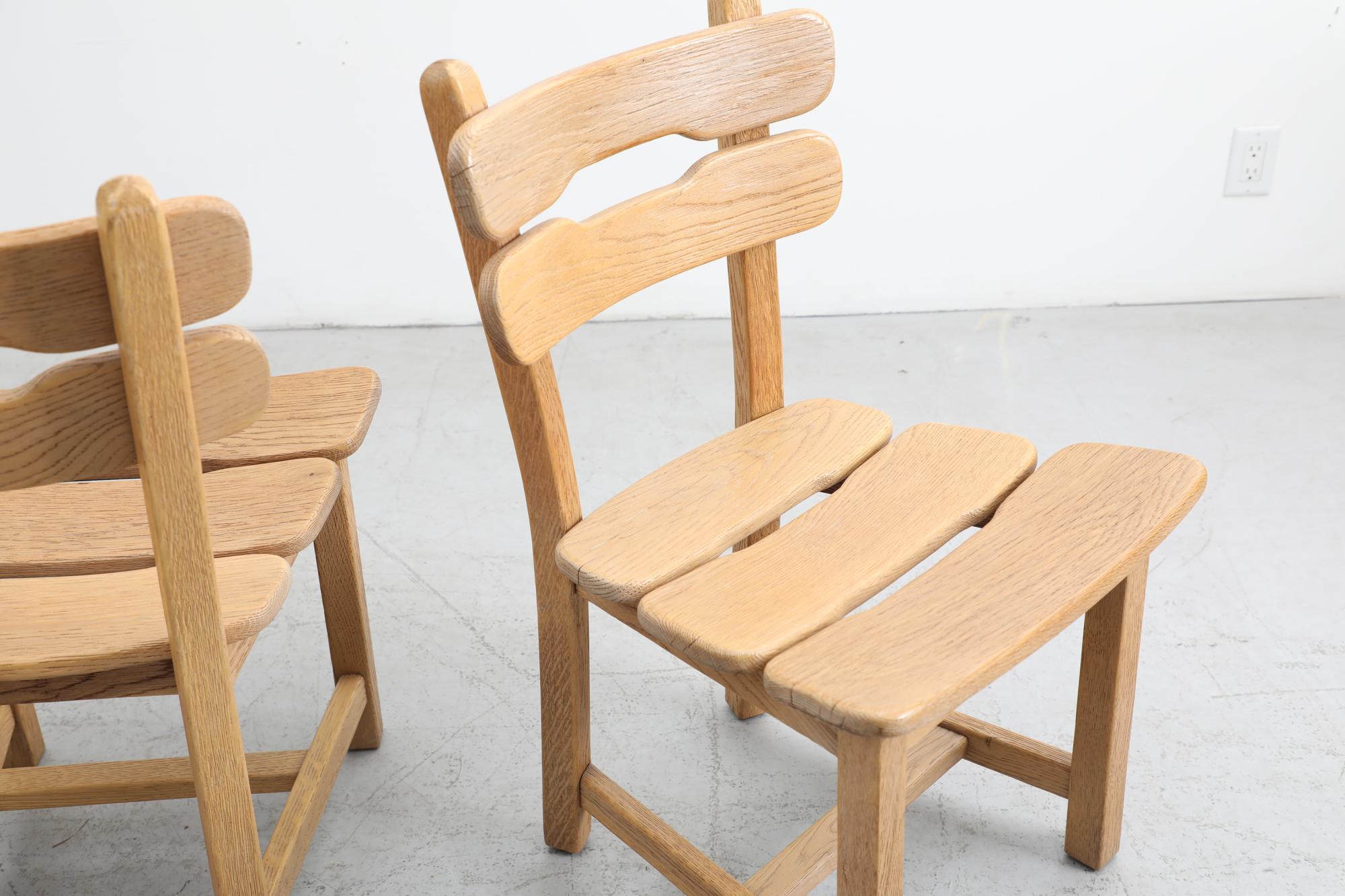 Mid-Century Modern Set of 4 Depuydt 'Attributed' Brutalist Heavy White Oak Side Chairs For Sale