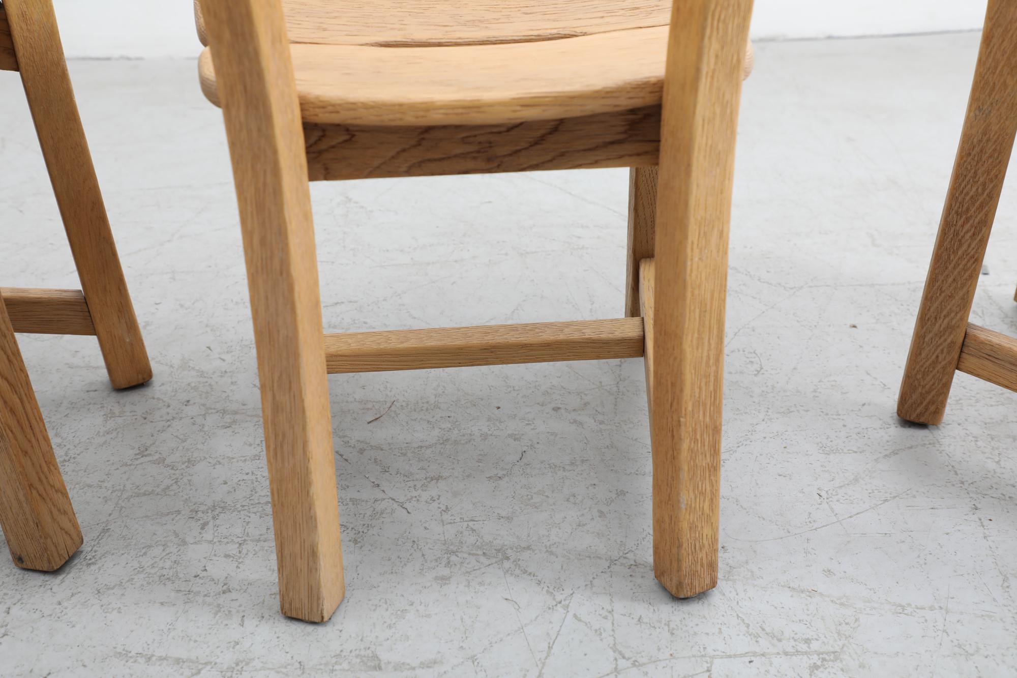 Set of 4 Depuydt 'Attributed' Brutalist Heavy White Oak Side Chairs For Sale 1