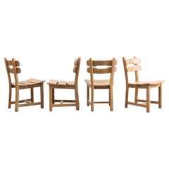 Set of 4 Depuydt 'Attributed' Brutalist Blonde Oak Side Chairs