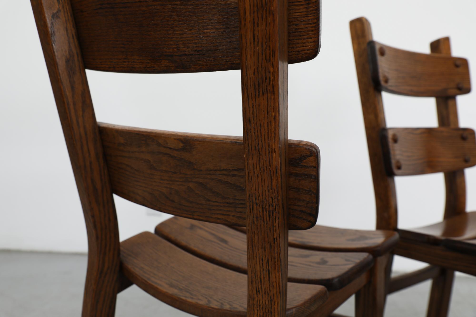 Set of 4 DePuydt Brutalist Oak Ladder Back Dining Chairs For Sale 7