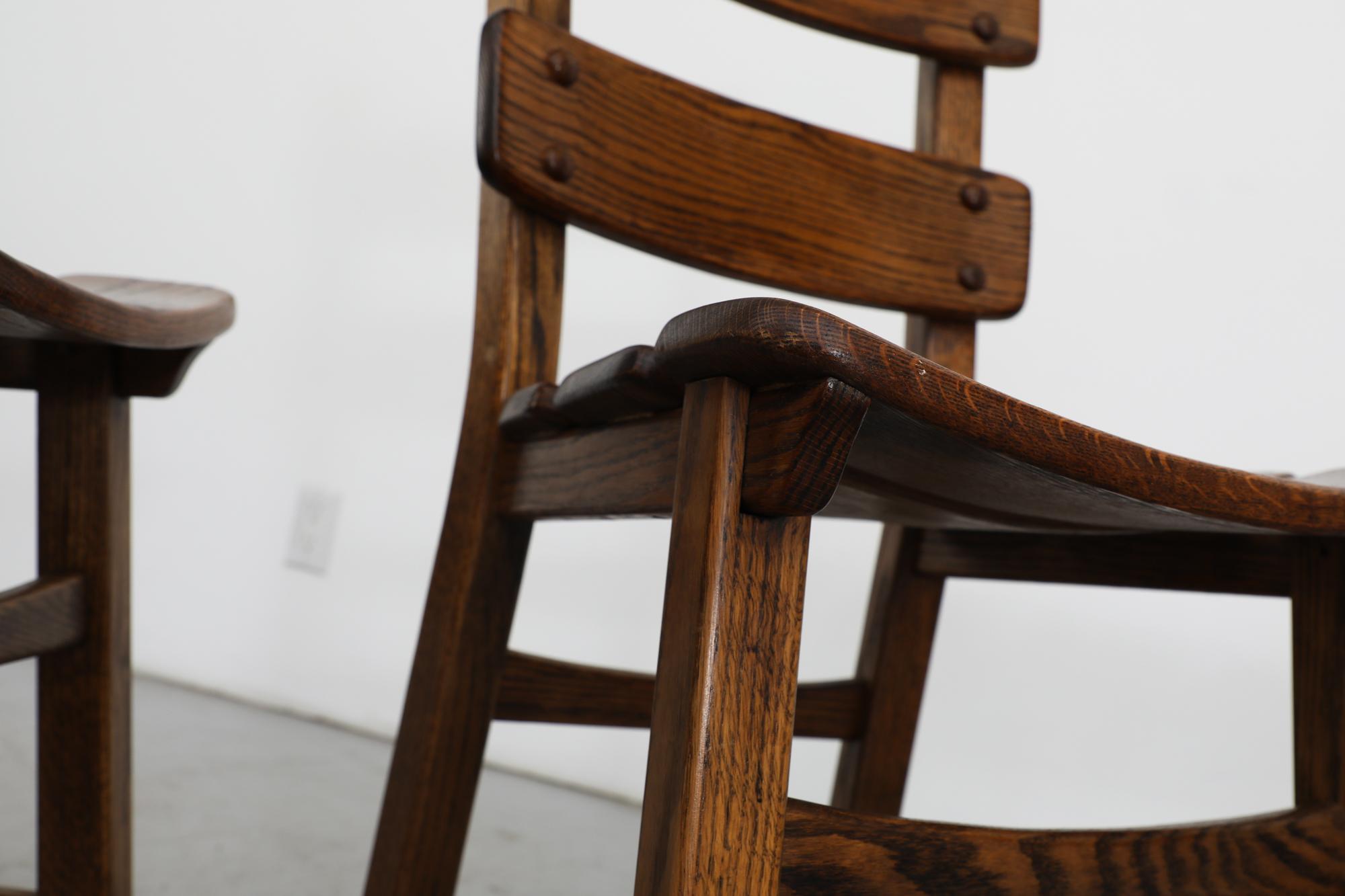 Set of 4 DePuydt Brutalist Oak Ladder Back Dining Chairs For Sale 8