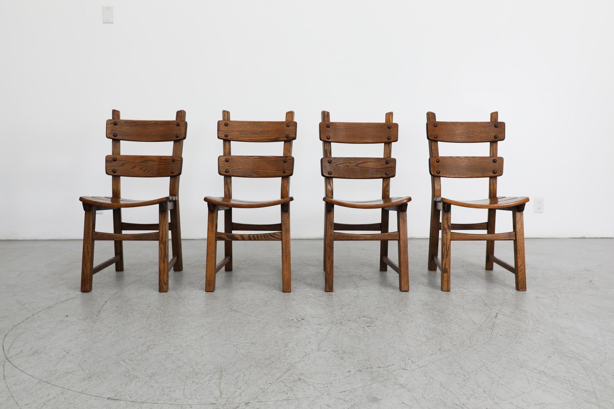 Ensemble de 4 chaises de salle à manger brutalistes de style 