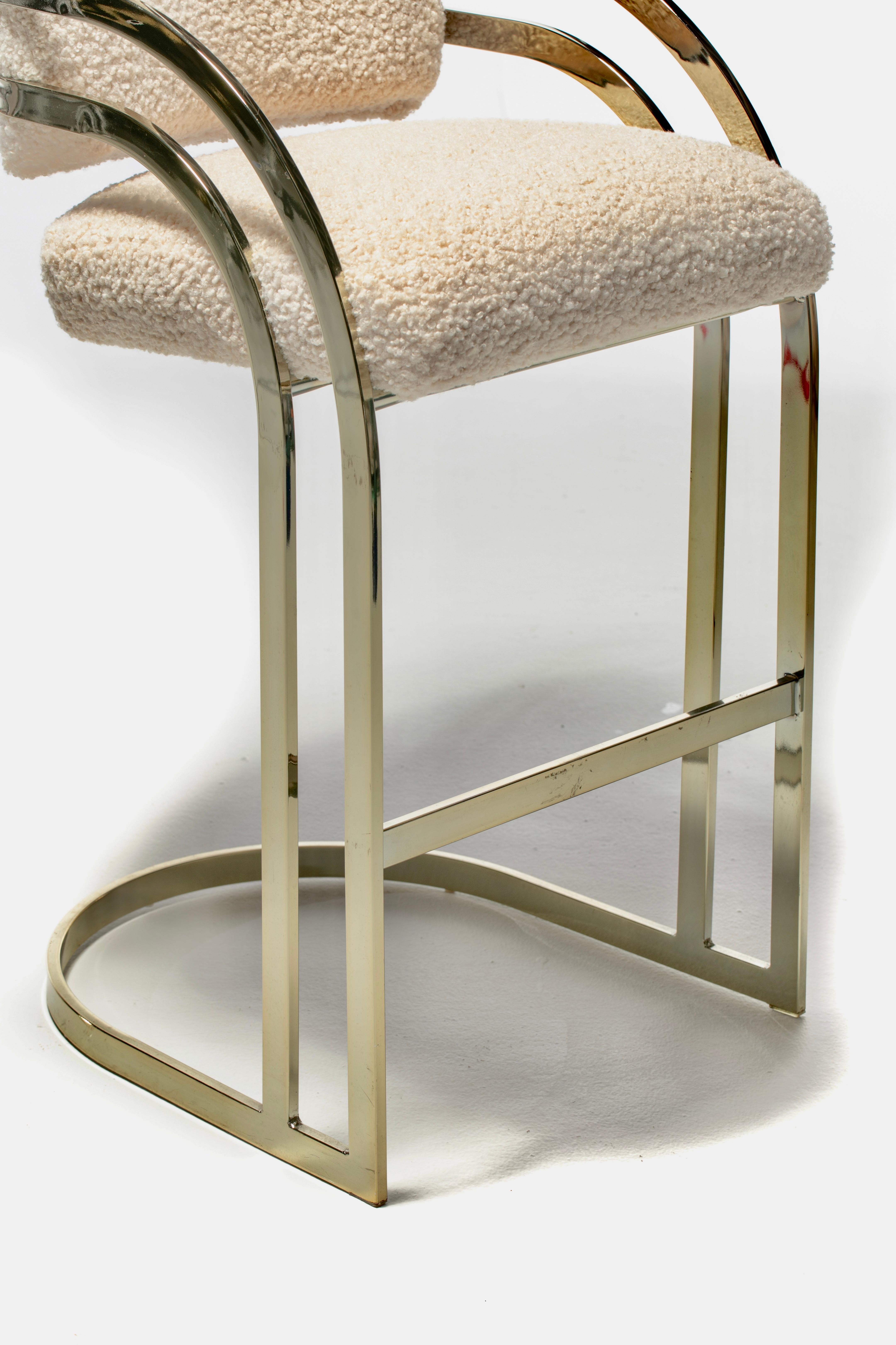 Set of 4 Design Institute of America Brass Stools in the Style of Milo Baughman For Sale 9