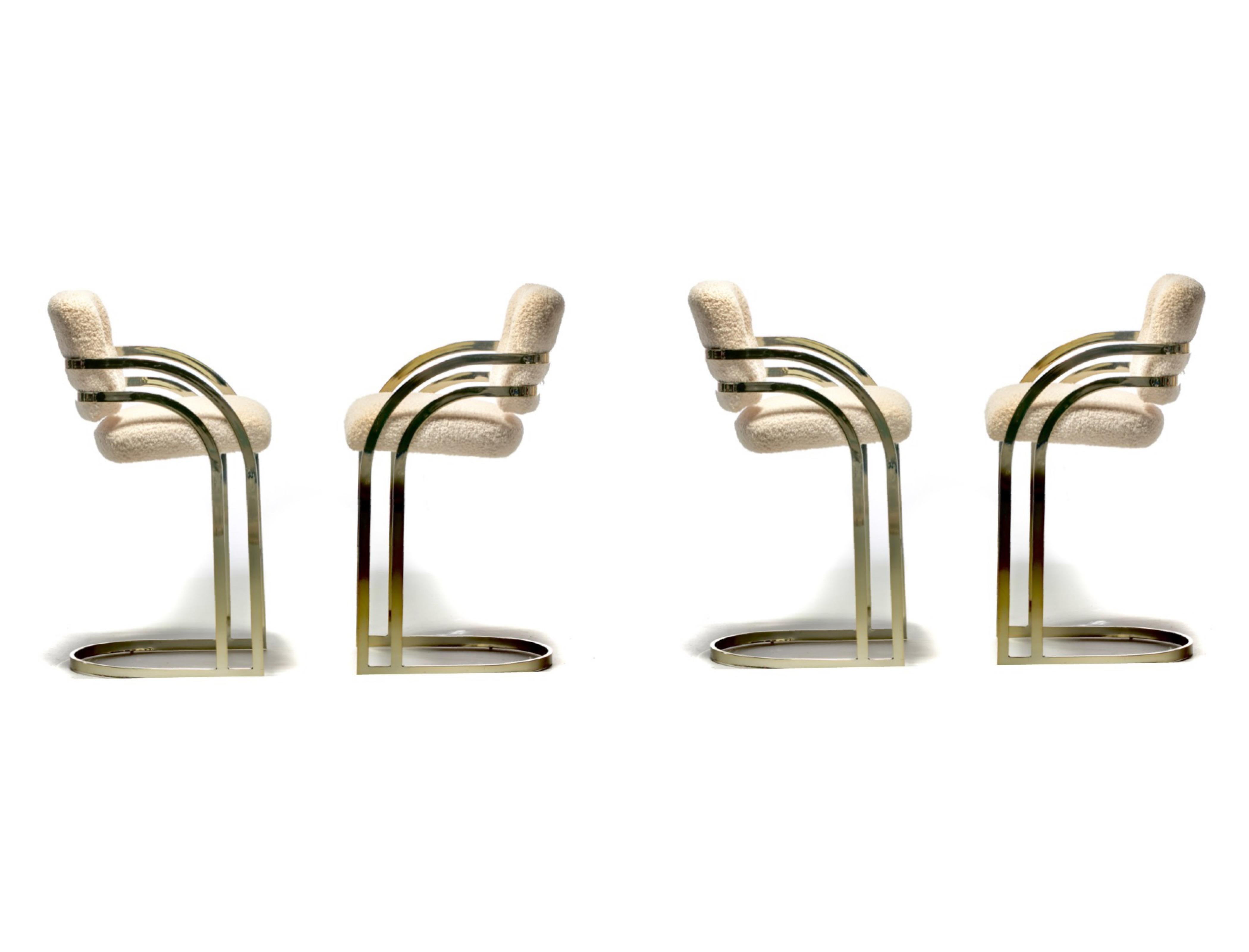 Set of 4 Design Institute of America Brass Stools in the Style of Milo Baughman For Sale 13