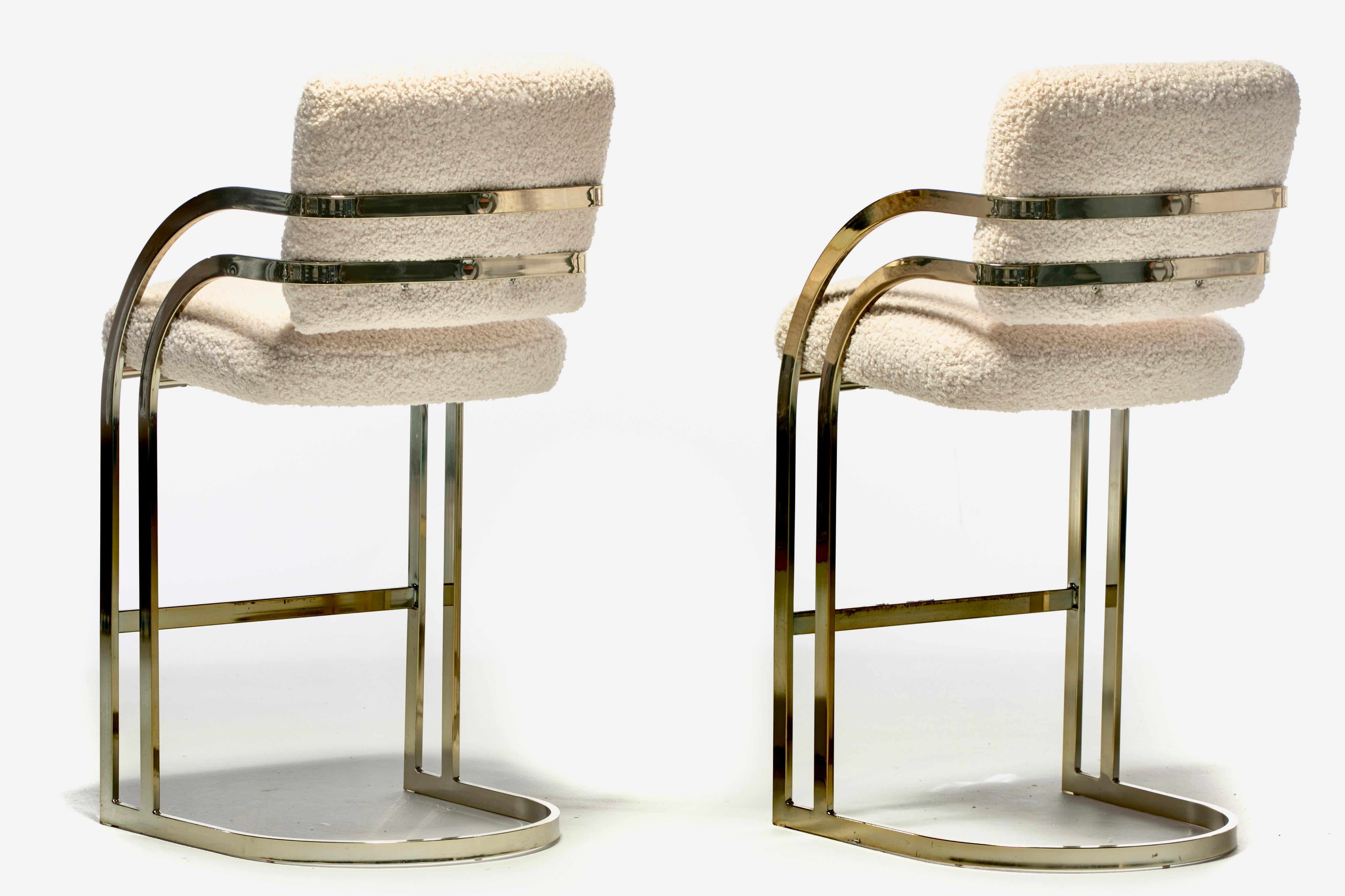 Late 20th Century Set of 4 Design Institute of America Brass Stools in the Style of Milo Baughman For Sale