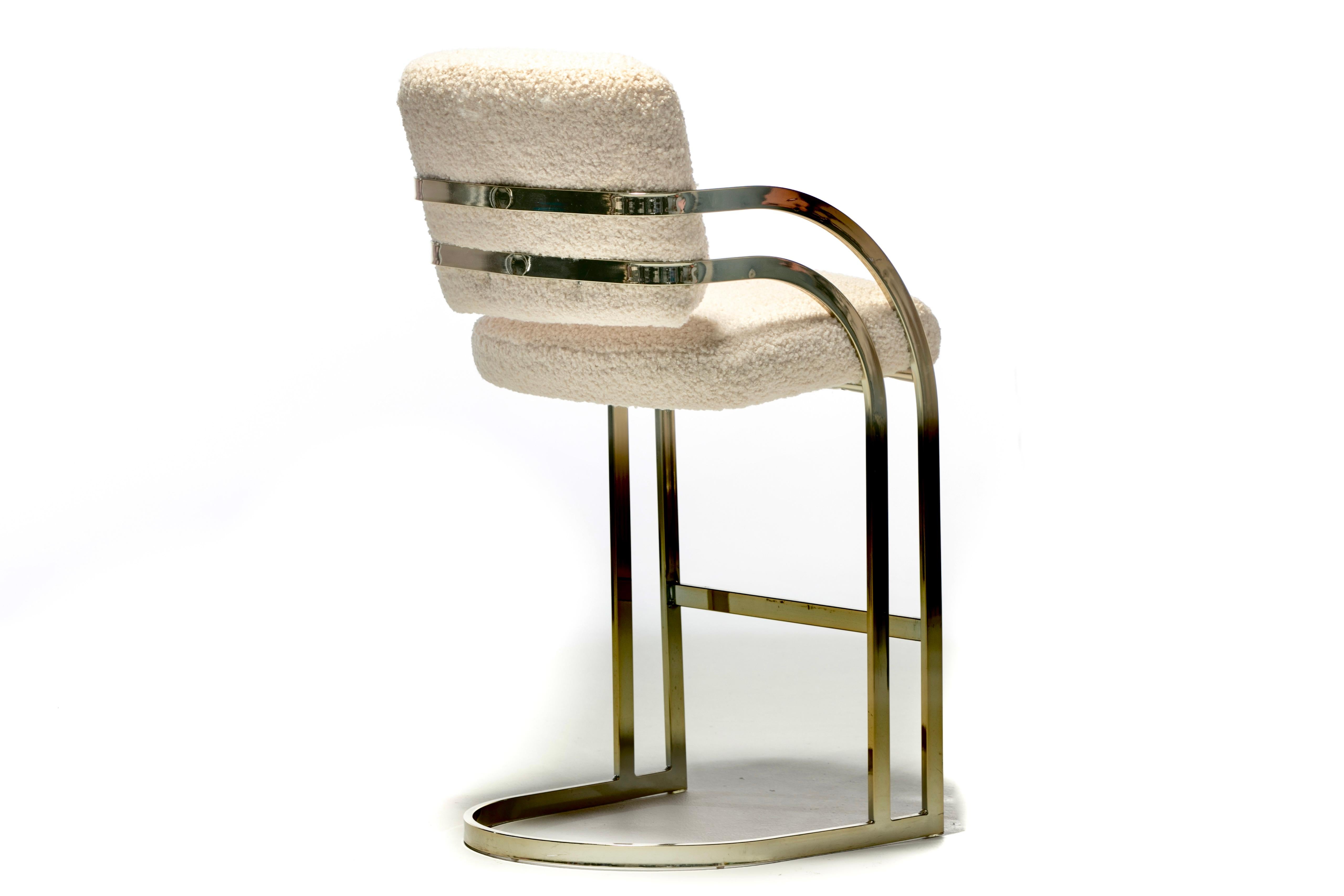 Set of 4 Design Institute of America Brass Stools in the Style of Milo Baughman For Sale 2
