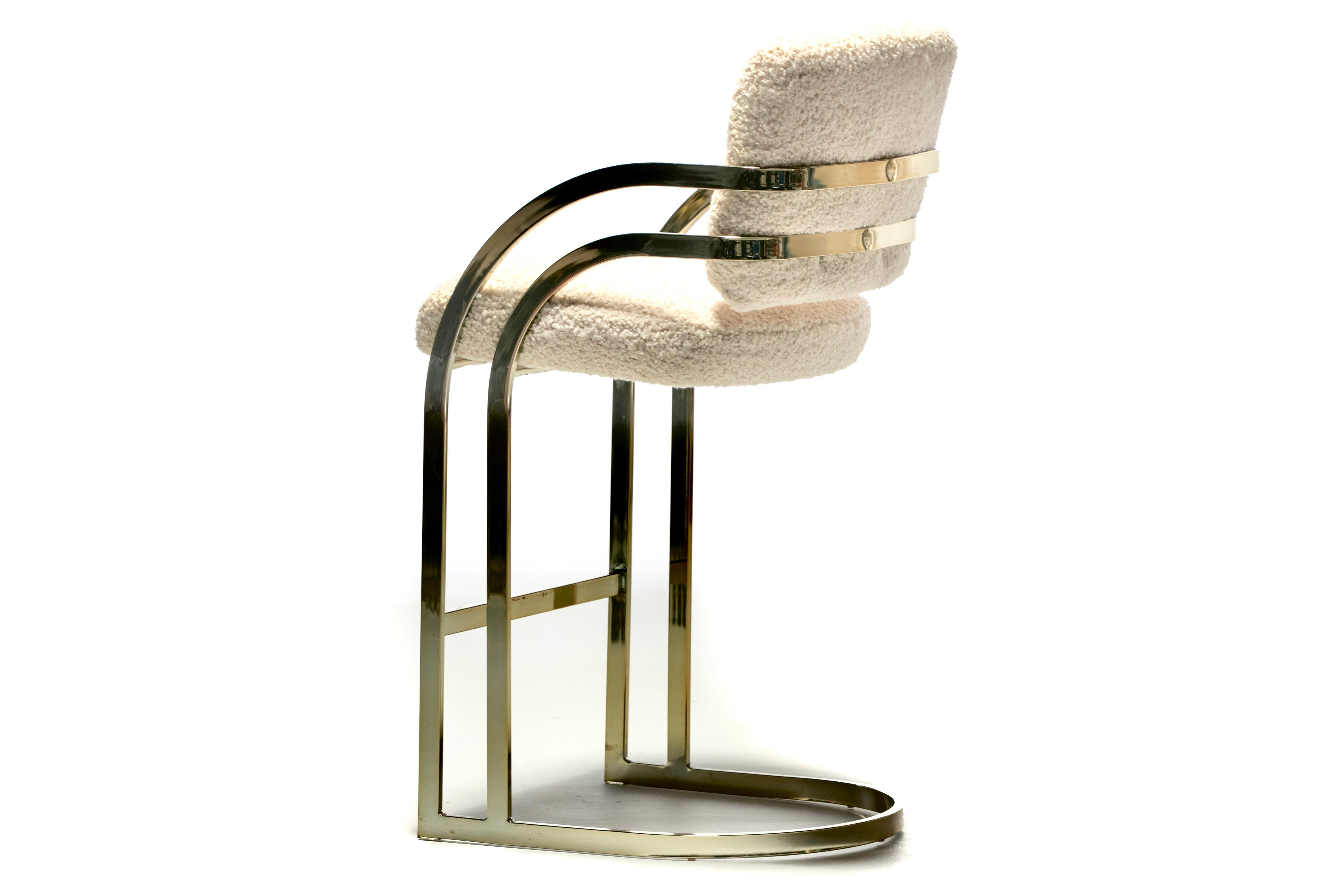 Set of 4 Design Institute of America Brass Stools in the Style of Milo Baughman For Sale 3