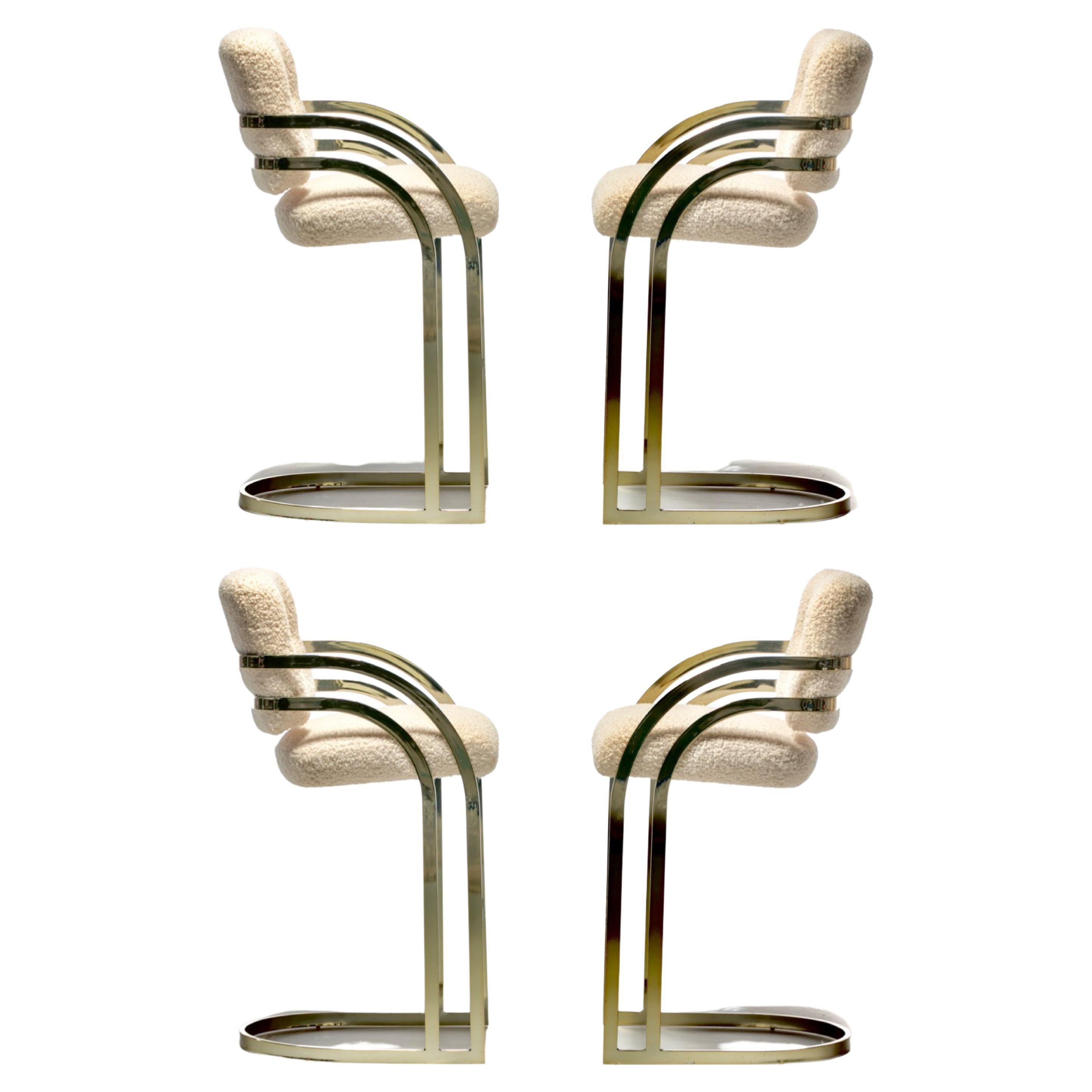 Set of 4 Design Institute of America Brass Stools in the Style of Milo Baughman